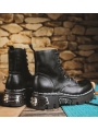 Black Gothic Punk Platform Mid-Calf Boots for Men