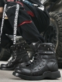 Black Gothic Punk Skull Mid-Calf Boots for Men