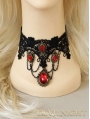 Black Lace Red Pendants Gothic Necklace