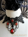 Black Lace Red Pendants Gothic Necklace