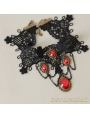 Black Lace Red Pendants Gothic Necklace