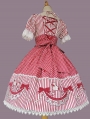 Black / Pink / Red Infanta Poodle Applique Short Sleeve Sweet Lolita OP Dress