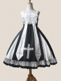Black and White Infanta Lace Cross Classic Lolita JSK Dress