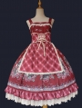 Red / Blue / Pink Infanta Fairy Tale Rose Pattern Sweet Lolita JSK Dress