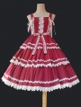 Black / Red / Blue Infanta Lace Applique Sweet Lolita JSK Dress