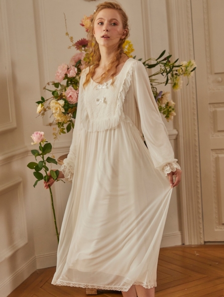 White Vintage Sweet Medieval Underwear Chemise Dress - Devilnight