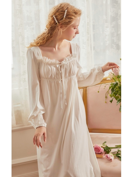 White Vintage Sweet Medieval Underwear Chemise Dress - Devilnight.co.uk