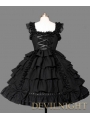 Black Bow Ruffles Sleeveless Sweet Gothic Lolita Dress