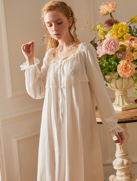 White Sweet Medieval Underwear Chemise Dress 