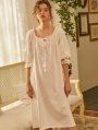 White Vintage Sweet Medieval Half Sleeve Underwear Chemise Dress