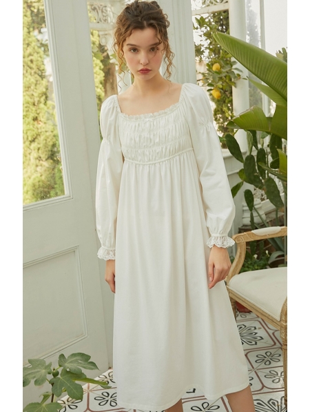 White Vintage Medieval Underwear Chemise Dress - Devilnight.co.uk