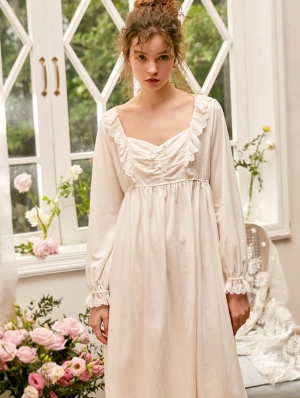 White Sweet Vintage Medieval Underwear Chemise Dress