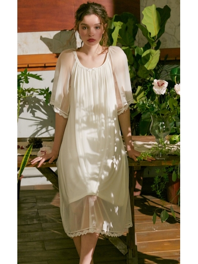 White Simple Vintage Medieval Chiffon Underwear Chemise Dress