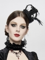 Black Gothic Queen Feather Crown Headdress