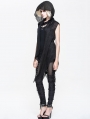 Black Gothic Irregular Long Hooded Waistcoat for Women