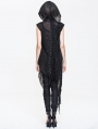 Black Gothic Irregular Long Hooded Waistcoat for Women