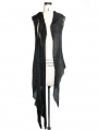 Black Gothic Irregular Long Hooded Waistcoat for Women