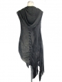 Black Gothic Irregular Long Hooded Waistcoat for Women