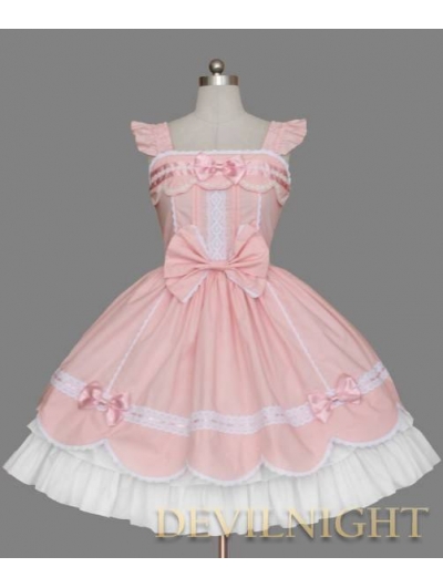 Pink and White Cap Sleeves Sweet Lolita Dress
