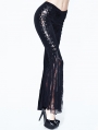 Black Daily Wear Gothic Jacquard Flared Trousers for Women