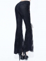 Black Daily Wear Gothic Jacquard Flared Trousers for Women