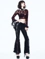 Black Daily Wear Gothic Jacquard Flared Trousers for Women