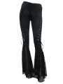 Black Daily Wear Gothic Jacquard Flared Trousers for Women