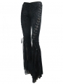 Black Daily Wear Gothic Jacquard Flared Trousers for Women