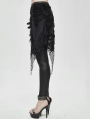 Black Gothic Punk Hollowed-out Irregular Leggings for Women