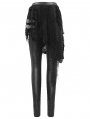 Black Gothic Punk Hollowed-out Irregular Leggings for Women