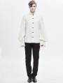 White Gothic Vintage Jacquard Long Lantern Sleeve Shirt for Men