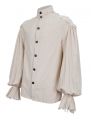 White Gothic Vintage Jacquard Long Lantern Sleeve Shirt for Men