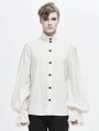 White Gothic Vintage Jacquard Long Lantern Sleeve Shirt for Men