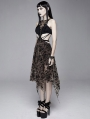 Black and Brown Vintage Pattern Sexy Gothic Hollow-out Irregular Dress