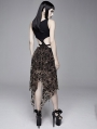 Black and Brown Vintage Pattern Sexy Gothic Hollow-out Irregular Dress