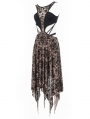 Black and Brown Vintage Pattern Sexy Gothic Hollow-out Irregular Dress