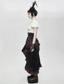 Black Steampunk High Waist Long Skirt