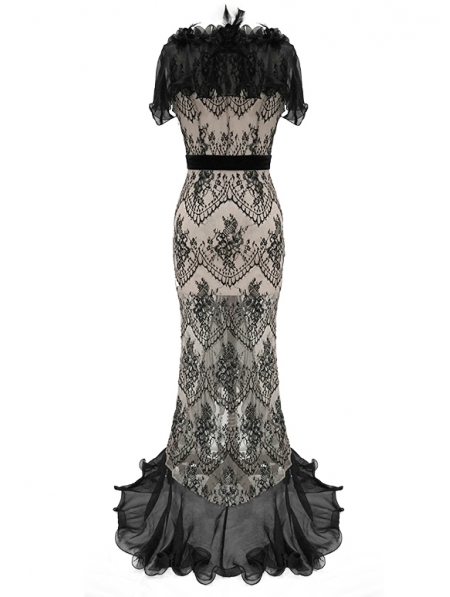 Vintage Elegant Gothic Sexy Lace Long Party Dress - Devilnight.co.uk