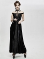 Black Vintage Sexy Gothic Off-the-Shoulder Velvet Long Prom Party Dress