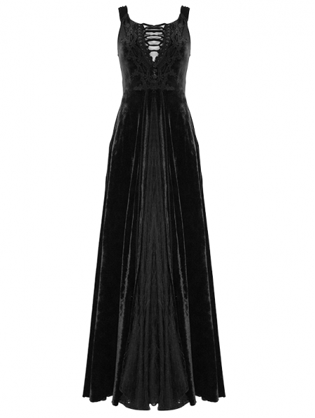 Black Vintage Sexy Gothic Off-the-Shoulder Velvet Long Prom Party Dress ...