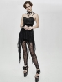 Black Gothic Lace Sleeveless Short Irregular Dress