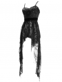 Black Gothic Lace Sleeveless Short Irregular Dress