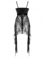 Black Gothic Lace Sleeveless Short Irregular Dress