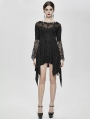 Black Vintage Gothic Jacquard Short Irregular Dress