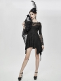 Black Vintage Gothic Jacquard Short Irregular Dress