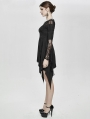 Black Vintage Gothic Jacquard Short Irregular Dress