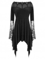 Black Vintage Gothic Jacquard Short Irregular Dress