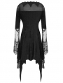 Black Vintage Gothic Jacquard Short Irregular Dress