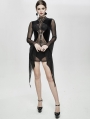 Black Sexy Gothic Transparent Long Sleeve Mini Dress