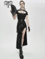 Black Sexy Gothic Punk High Split Long Skirt
